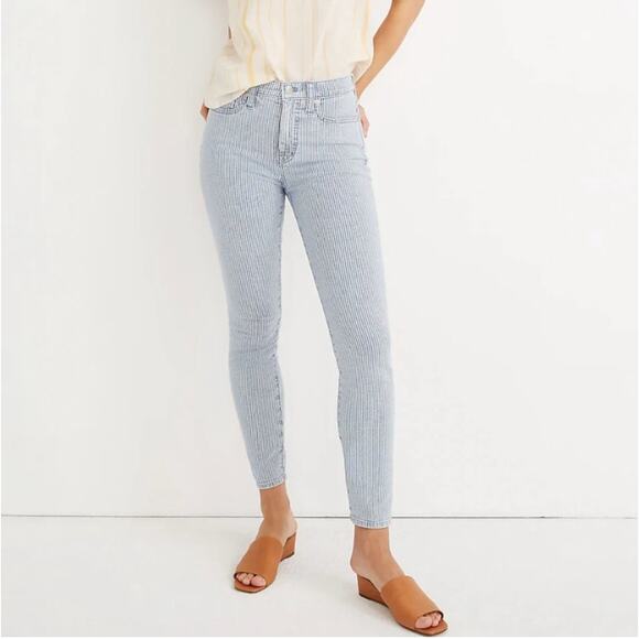 Madewell Denim - Madewell Jeans Womens 27 Blue White Piper Striped 9" Mid Rise Skinny Railroad